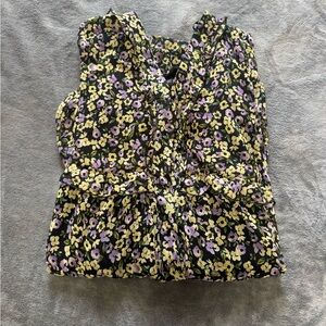 Zara Yellow Purple Floral Midi Sundress